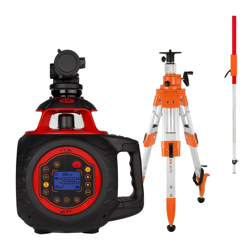 Комплект: ротационный нивелир AMO ROTOR 600 с калибровкой + штатив RGK SH-170, рейка RGK LR-2