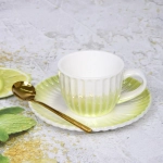 Чайная пара «Жемчужный блеск» (кружка 180мл, блюдце, ложка) салатовый