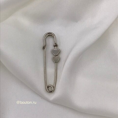 Брошь-булавка серебро с сердечками