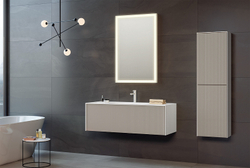 Тумба с раковиной Orka Cube 100 3000378 подвесная Бежевая матовая Белая