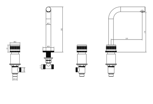 Boheme Смеситель на столешницу PRESTIGE на 3 отв. GOLD
