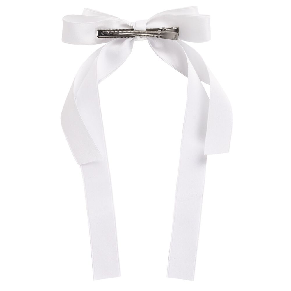 Заколка для волос зажим с бантиком, с длинными хвостиками, белый, MONTE VITA, 457113