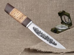 Якутский нож, сталь Х12МФ, рукоять наборная береста/венге, кованый дол