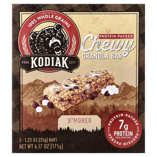 Kodiak Cakes, Жевательные батончики из гранолы, S'mores, 5 батончиков, 35 г (1,23 унции) каждый