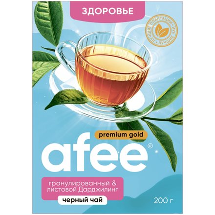 Чай черный Здоровье AFEE гранулированный и листовой Дарджилинг 200 гр