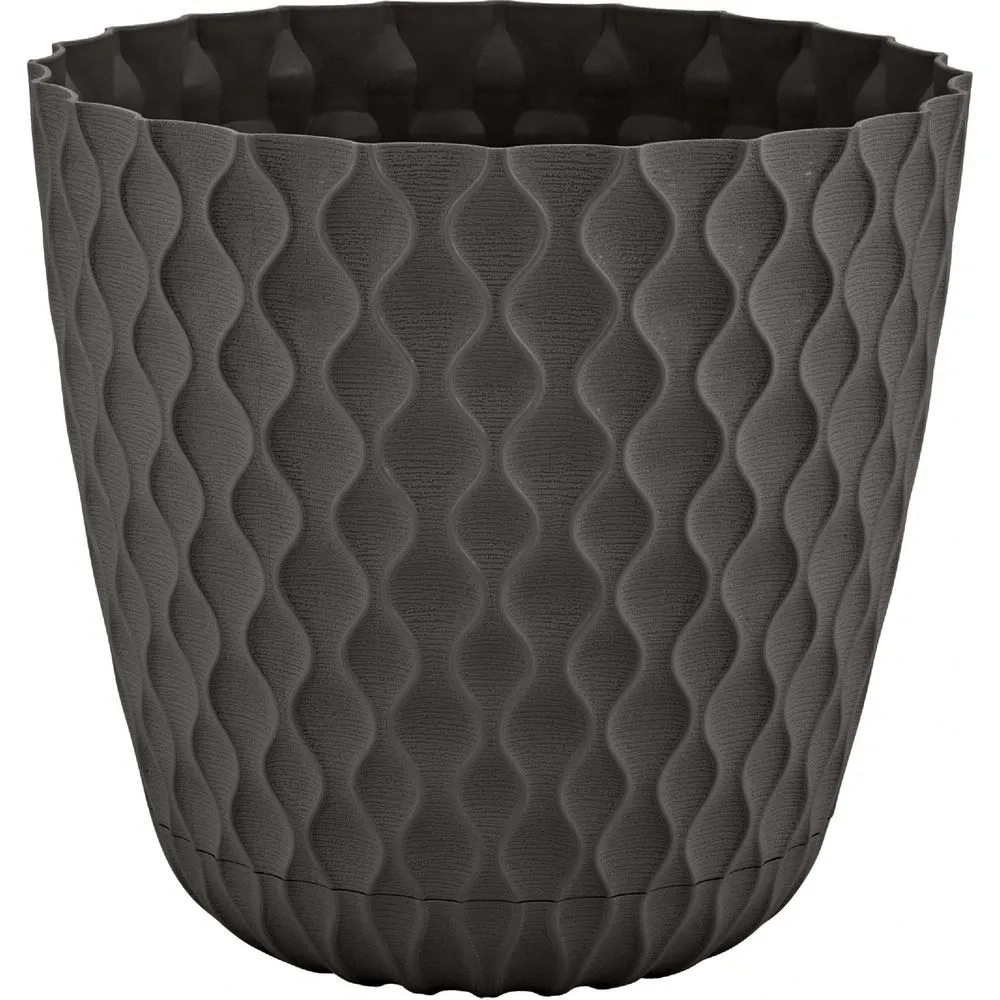 Горшок для цветов InGreen Wave с дренажной сеткой и съемным поддоном 4,7л, D205мм, горьки