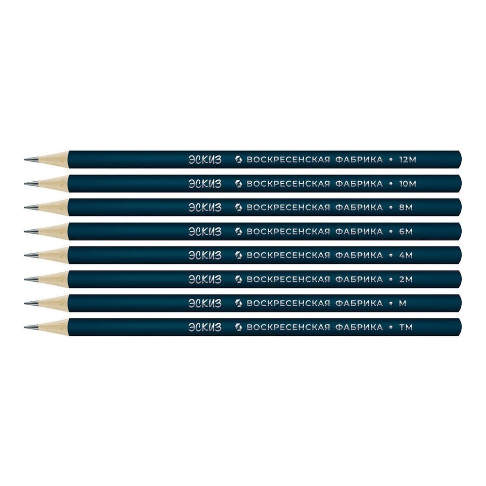 Набор карандашей чернографитных 8шт. НВ-12B, ВКФ Эскиз, картон.упак