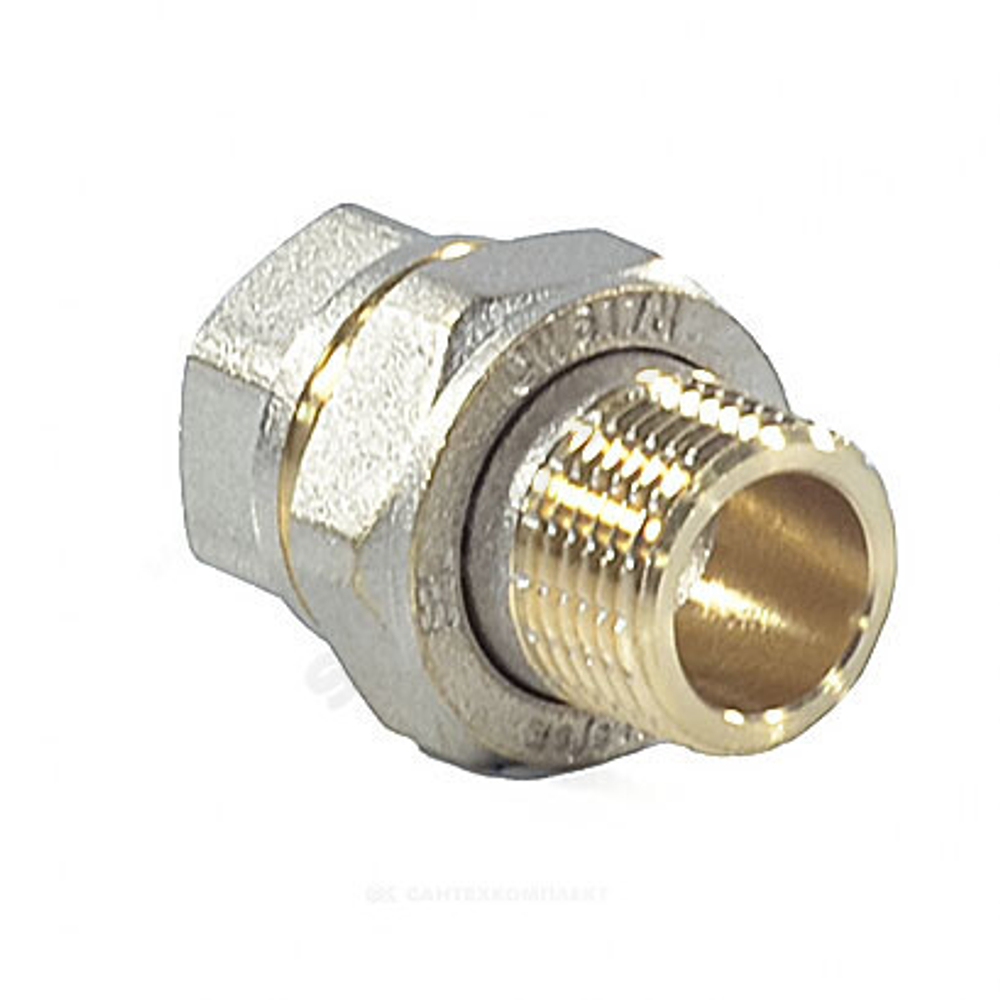Соединитель латунь никель американка Ду 40 (1 1/2") прямой ВР/НР 9013 ГОСТ 32585-2013 Aquasfera 9013-05