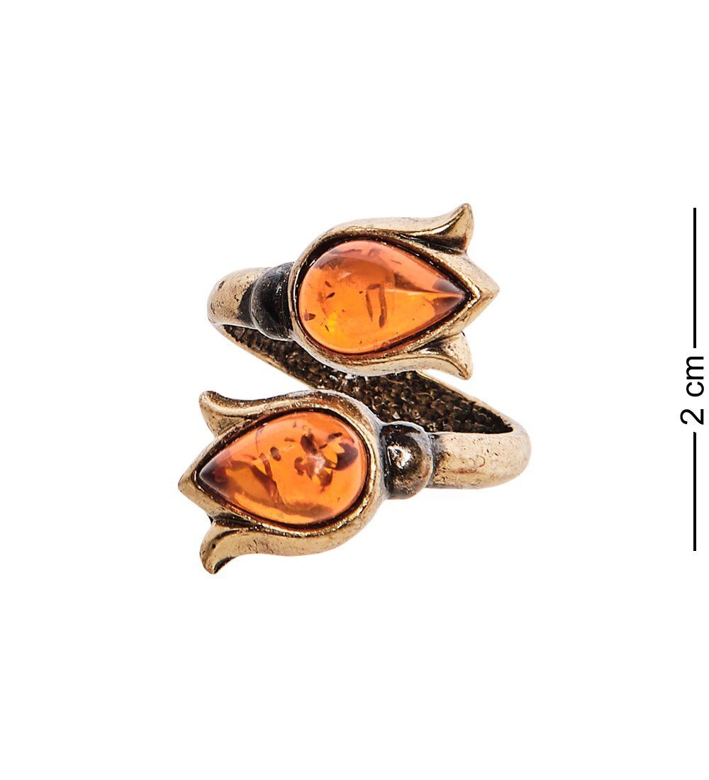 AM-2455 Кольцо «Колокольчики» (латунь, янтарь)