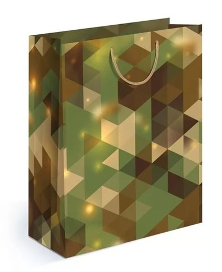 Пакет подарочный, Ромбы, Камуфляж, 32*26*13 см, 1 шт.