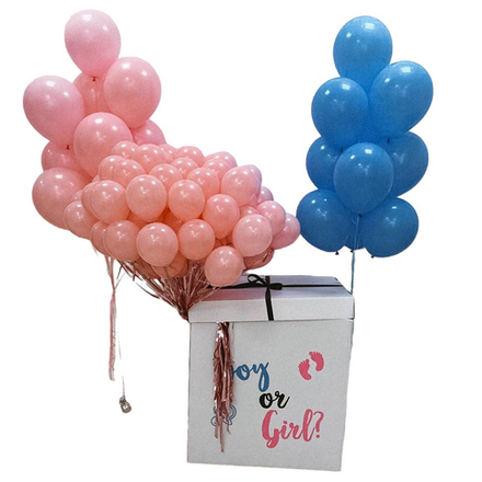 Коробка-сюрприз с шарами и индивидуальной надписью