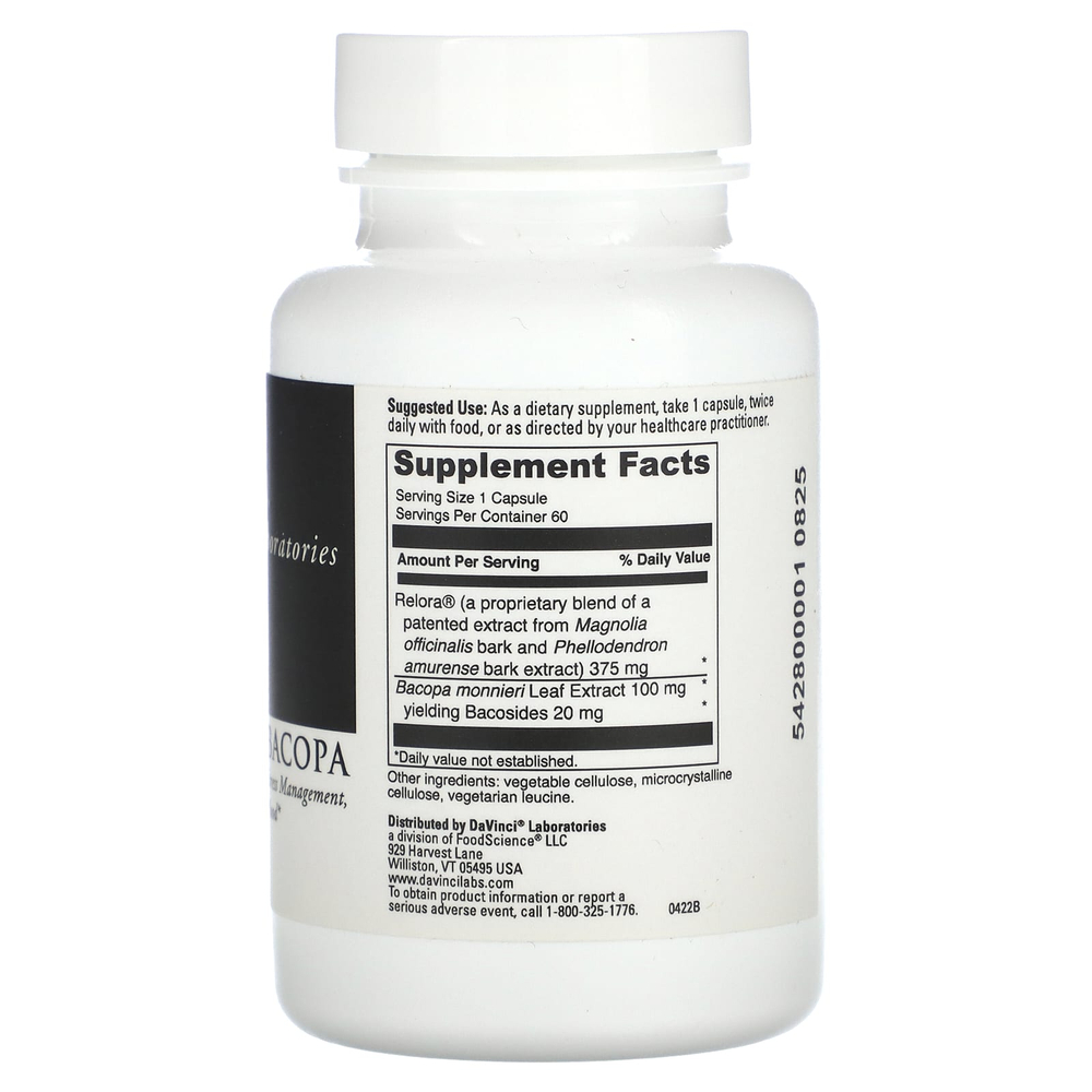 DaVinci Laboratories, Relora с бакопой, 60 капсул