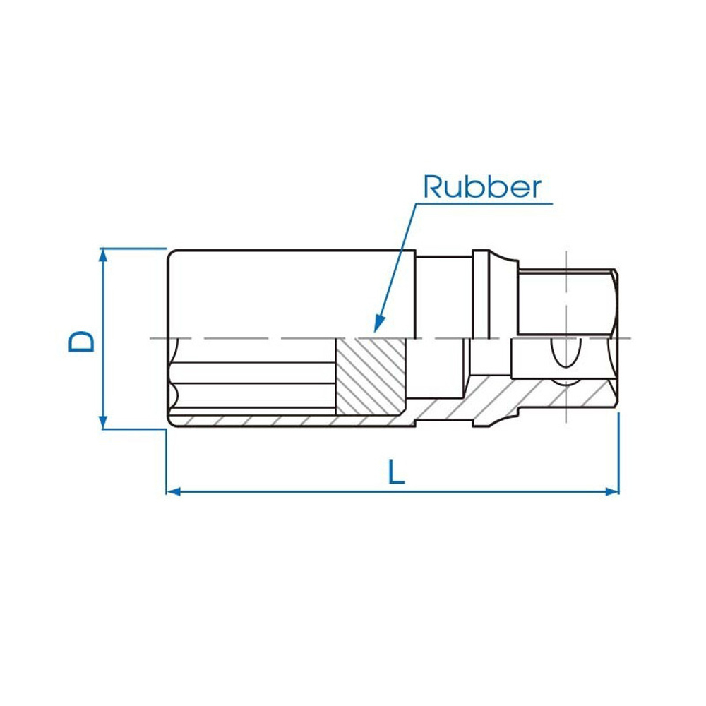 Головка свечная шестигранная 1/2&quot;, 16 мм, резиновый фиксатор KING TONY 463516R