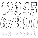Термоаппликация Номер на футболку 004 (белый, большие цифры: 0-9, маленькие: 0-9)