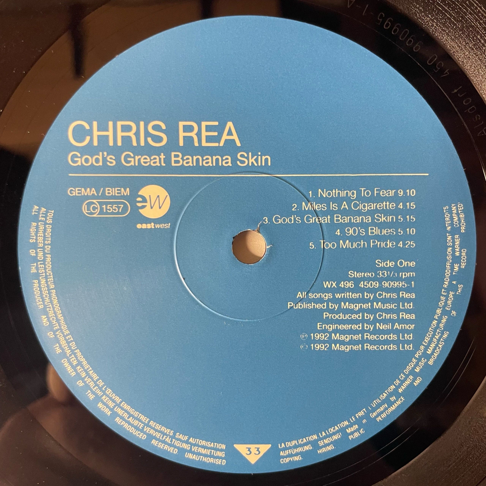 Винтажная виниловая пластинка LP Chris Rea Крис Ри, God's Great Banana Skin (Германия 1992)