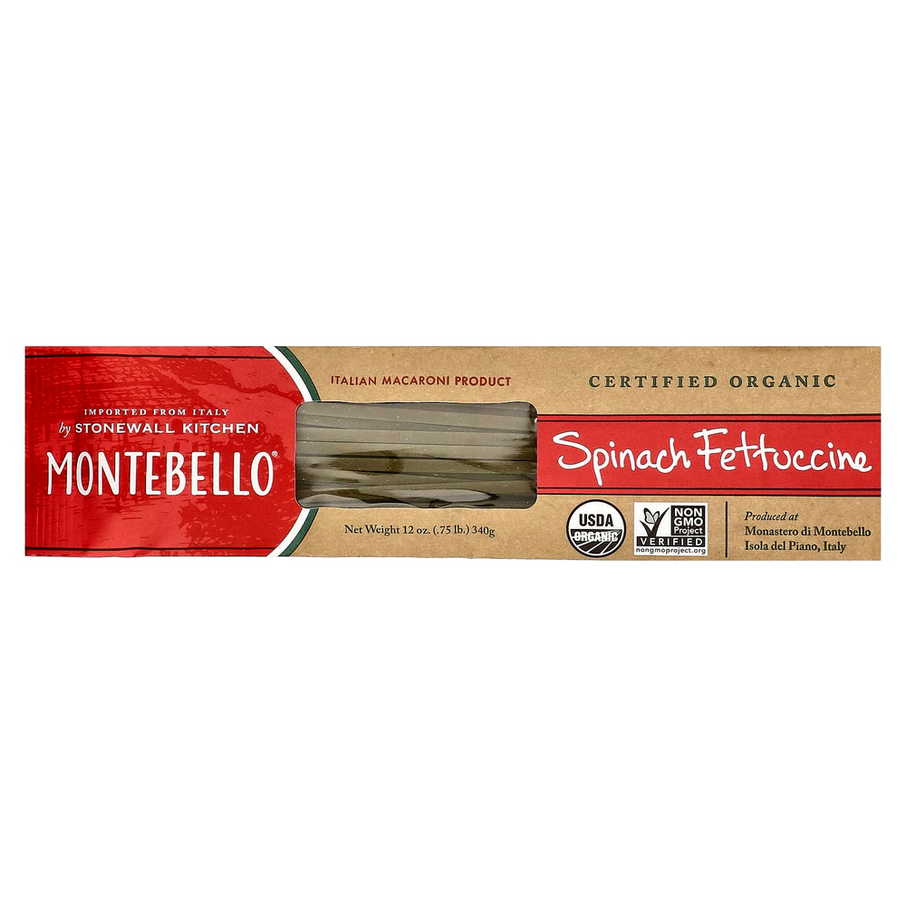 Montebello, Органический шпинат феттучини, 340 г (12 унций)