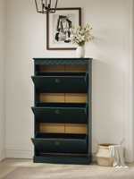 Обувница 66х22х123, Индра, закрытая, тумба для обуви, в прихожую, МДФ, зеленый изумруд, Dipriz