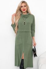 Платье трикотажное с разрезом (полынь) Р11-2008/3 Nikol