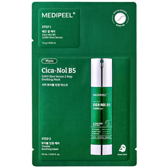 Medi-Peel Двухфазная маска со спикулами и центеллой - Phyto Cica-Nol B5 3000 Shot Serum 2 Step Mask