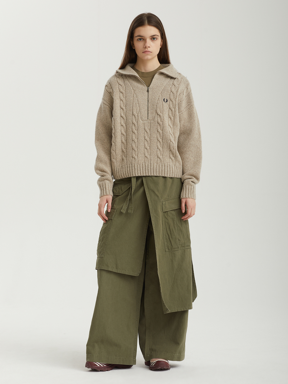 Женский Свитер Half Zip Cable