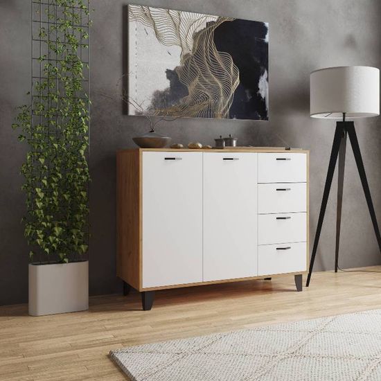 Комод КАТРИН-12 дуб крафт золотой / белый