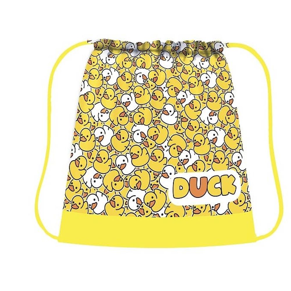 Мешок для сменной обуви, 1 отделение, ПЧЕЛКА, 340х420 мм, ткань, "Уточки", желтый