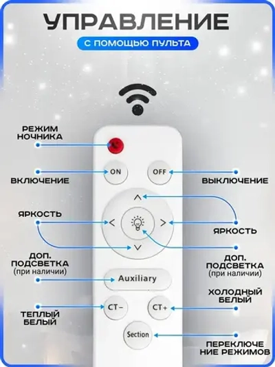 Люстра потолочная светодиодная с пультом. Светильник потолочный 72w, белый