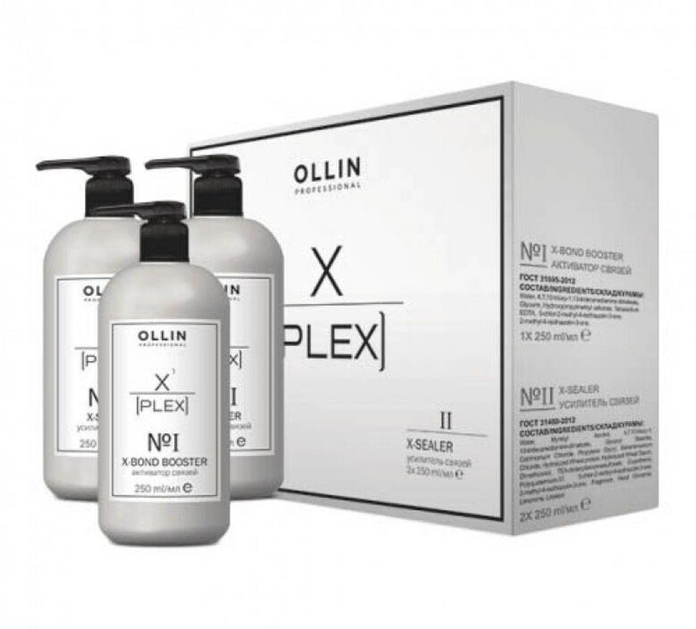 OLLIN X-PLEX НАБОР (№1 X-Bond Booster Активатор связей 250мл; №2 X-Sealer Усилитель связей 2х250мл)
