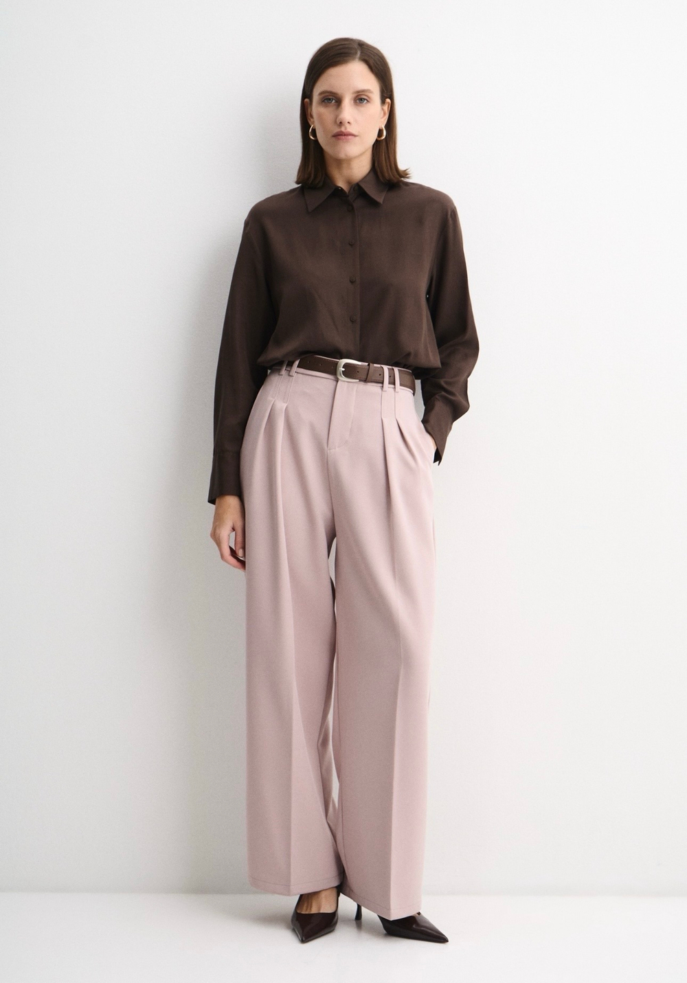 Брюки Almond с ремнем пыльная роза