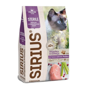 Сириус Стерилизованный кошки Индейка/Курица 10кг.