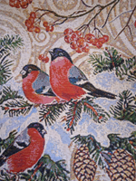 Декоративный гобеленовый чехол для интерьерной подушки Снегири 1 38*38