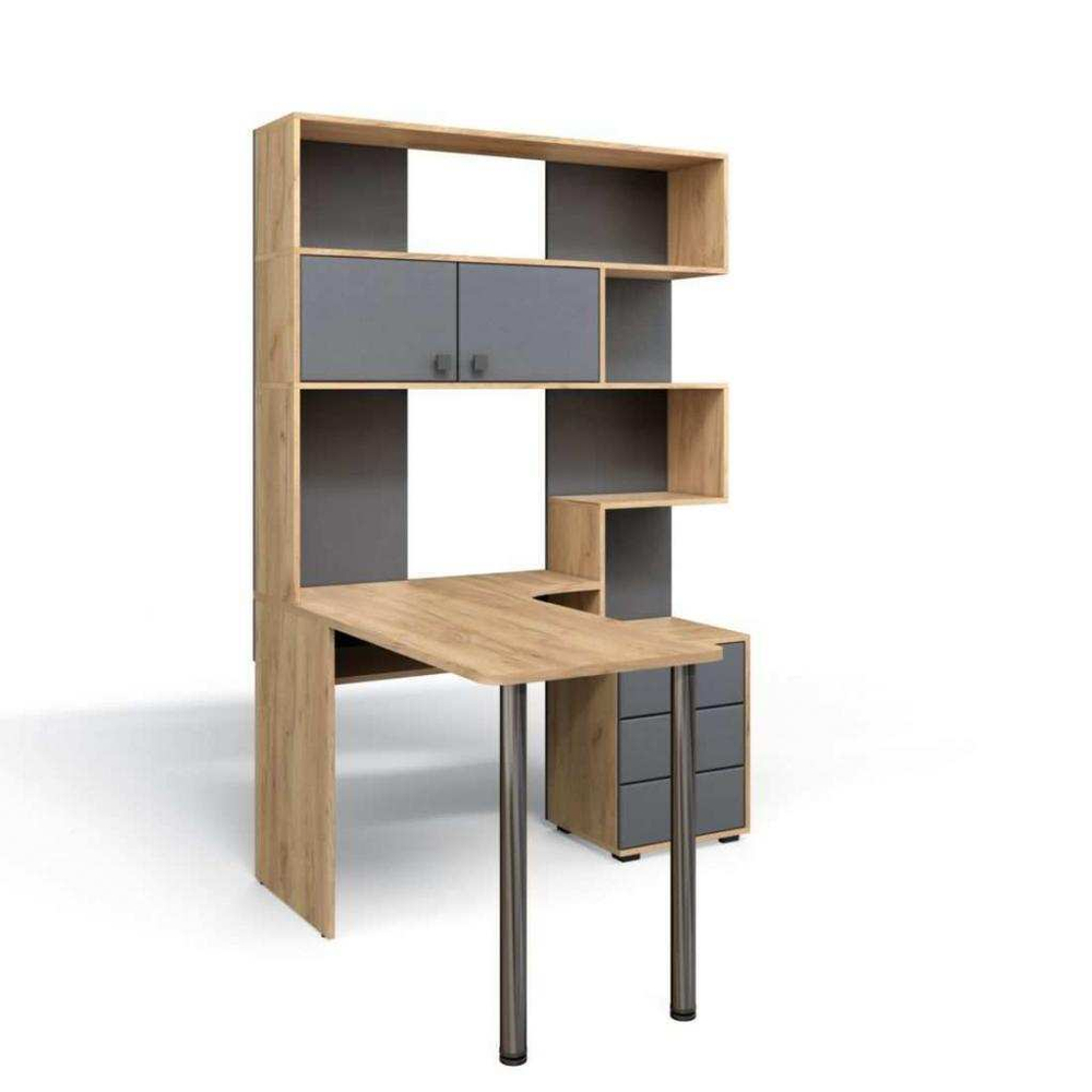 Стол Компьютерный СК-10 ЛЕВЫЙ Дуб крафт/Графит