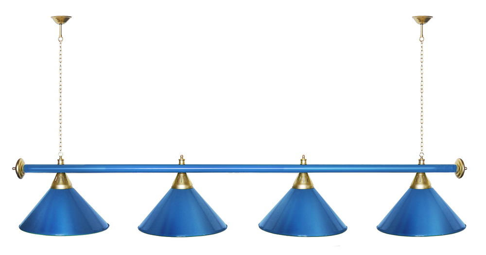 Лампа STARTBILLIARDS 4 пл. (плафоны зеленые,штанга зеленая,фурнитура золото)