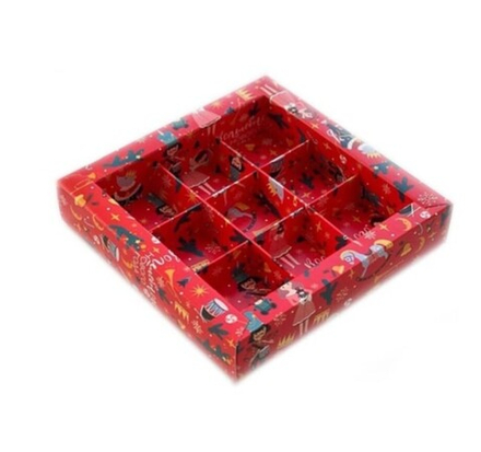 Коробка для 9 конфет "Щелкунчик" прозрачной крышкой, 15,5х15,5х3 см