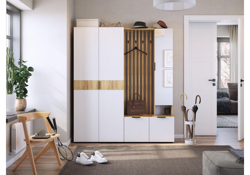 Готовая прихожая Бери дуб крафт золотой / белое дерево