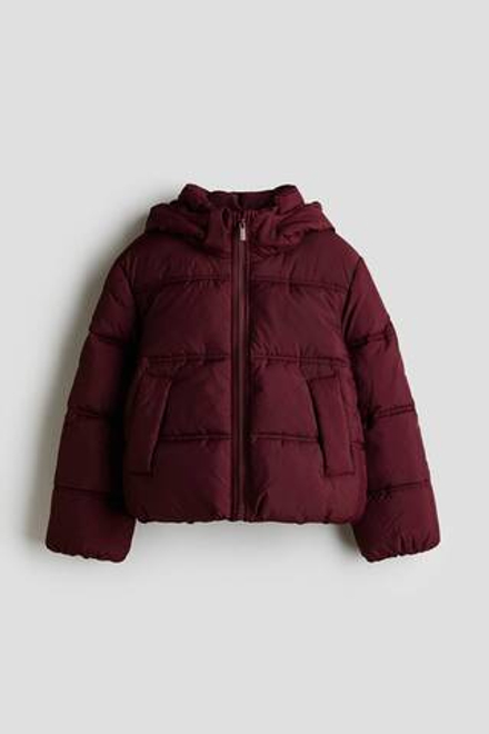 H&M Пуховая куртка с капюшоном, малиновый