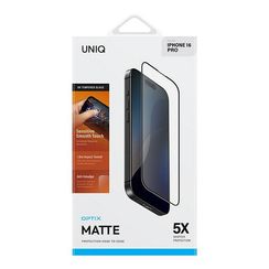 Защитное стекло Uniq OPTIX (+installer) для iPhone 16 Pro Matte Clear/Black (IP6.3P(2024)-MATTE)
