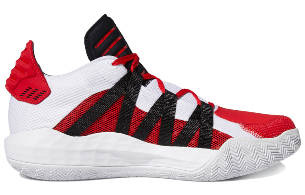 Adidas D lillard 6 sports comfortable shock absorption non-slip low-top basketball shoes men's red and black mandarin duck