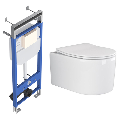 Комплект подвесной безободковый унитаз Ceramica Nova Moments Rimless CN3003 37 x 49 x 34 см с сиденьем Soft Close + инсталляция Creto Standart 1.1