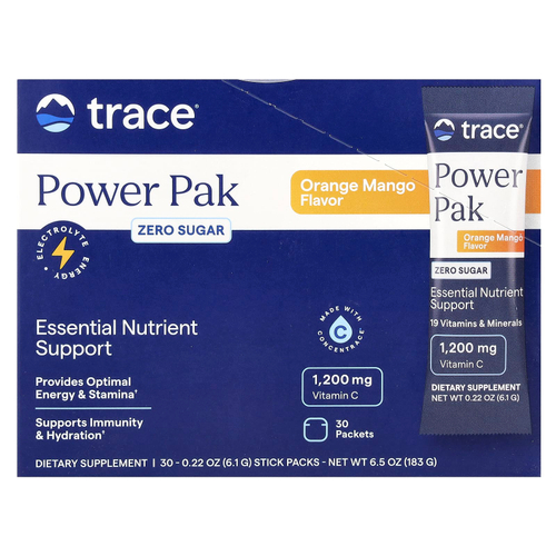 Trace, Power Pak, без сахара, апельсин и манго, 30 пакетиков по 6,1 г (0,22 унции)