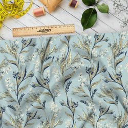 Ткань бифлекс золотистые листья с цветами