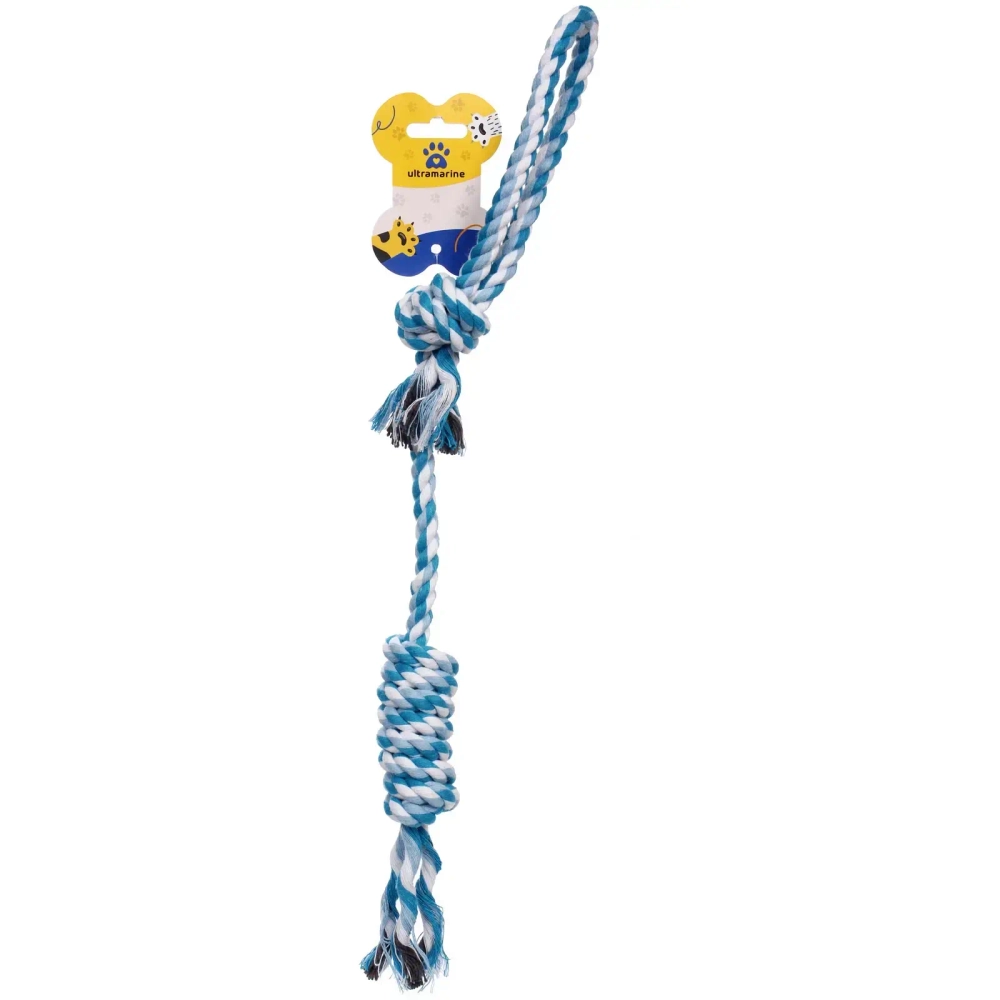 Игрушка - канат для собак мелких и средних пород «НЕСКУЧАЙКА», цвет синий/голубой, 47см