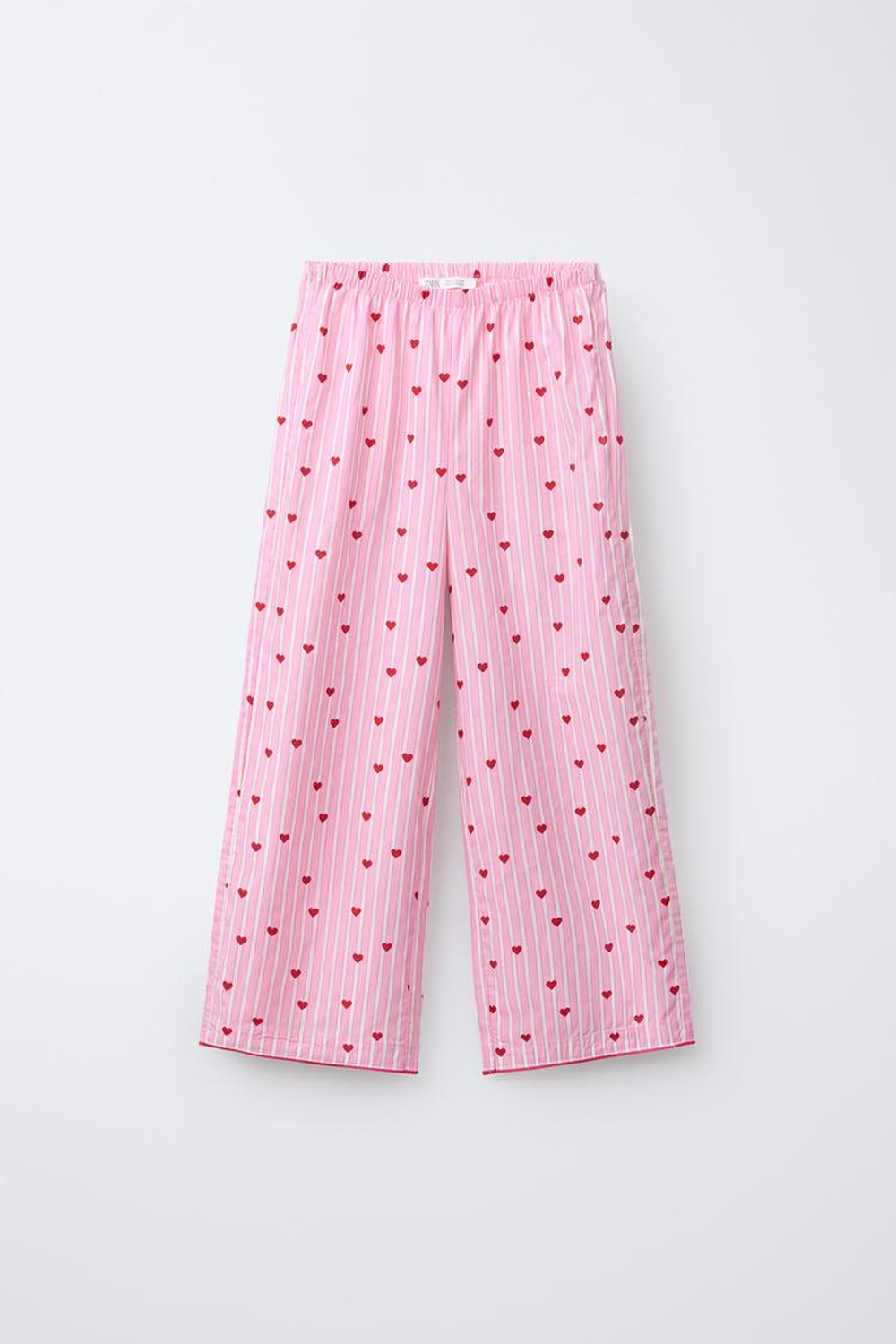 ZARA КОМБИНИРОВАННАЯ ПИЖАМА В ПОЛОСКУ С СЕРДЦАМИ, ЭКРЮ