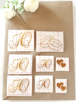 Наклейки свадебные буквы зеркальное золото инициалы " Ю "