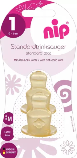 Соска латексная для бутылочки Nip 2 шт. размер 1 М, 0-6 месяцев