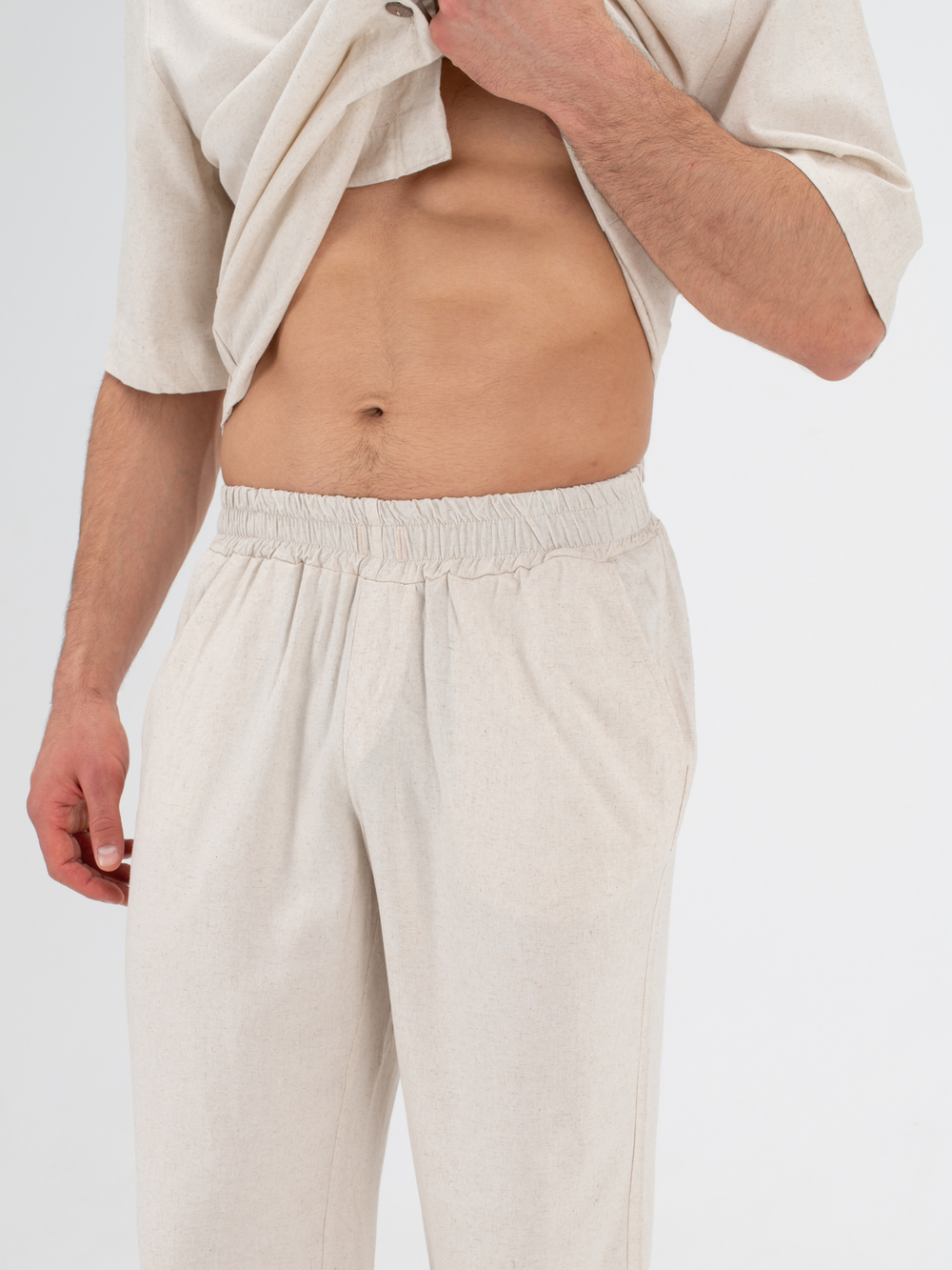 Костюм льняной с брюками. Песок