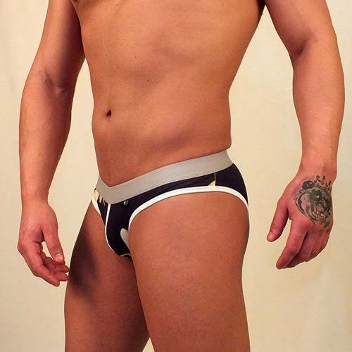 Трусы мужские брифы черные с серой резинкой Van Baam VB-38181