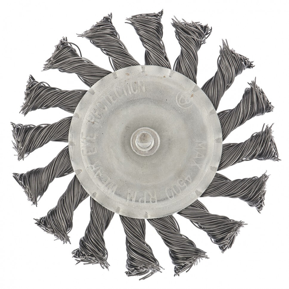 Щетка для дрели, 100 мм, плоская со шпилькой, крученая металлическая проволока Сибртех