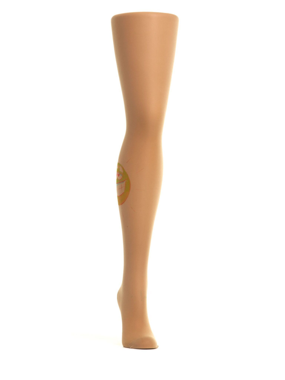 Колготки с принтом в виде влюбленного смайлика (Размер: S-M-L) (Цвет: бежевый)