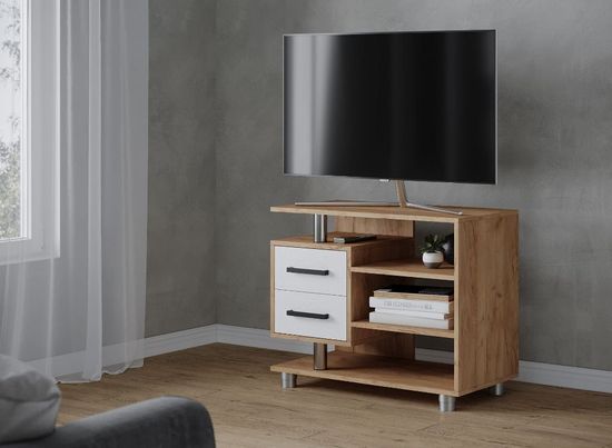 Тумба-ТВ 011 (2я) дуб крафт золотой / белый